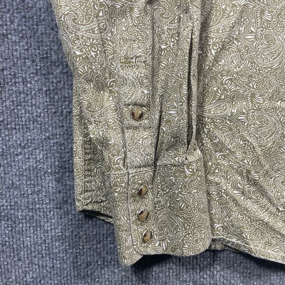 Ariat Pearl Snap Western Shirt Men's Large Green Paisley Allover Cowboy Rodeo - Picture 4 of 12
